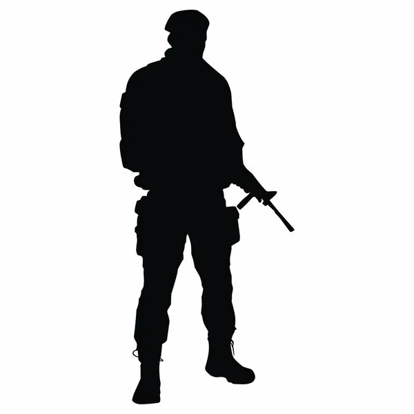 Silueta Soldado Sosteniendo Arma Imagen Vectorial — Archivo Imágenes Vectoriales