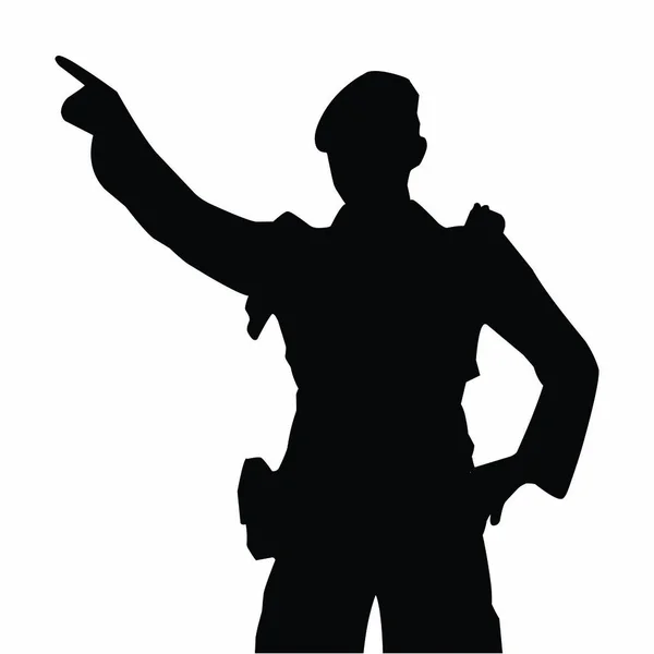 Силуэт Солдата Держащего Пистолет Векторное Изображение — стоковый вектор
