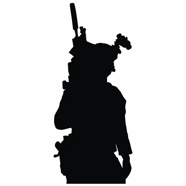 Silhouette Soldier Holding Gun Vector Image — Stock Vector