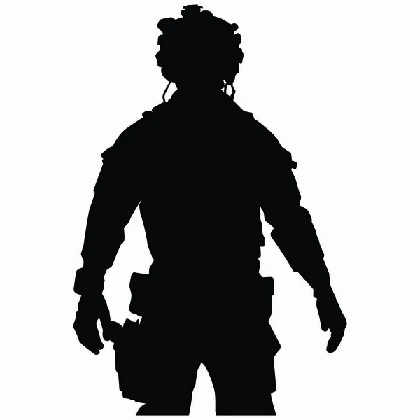 Silhuett Soldat Som Håller Pistol Vektorbild — Stock vektor