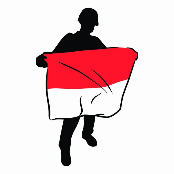 Indonezyjska Sylwetka Żołnierza Dzień Niepodległości Indonezji — Wektor stockowy