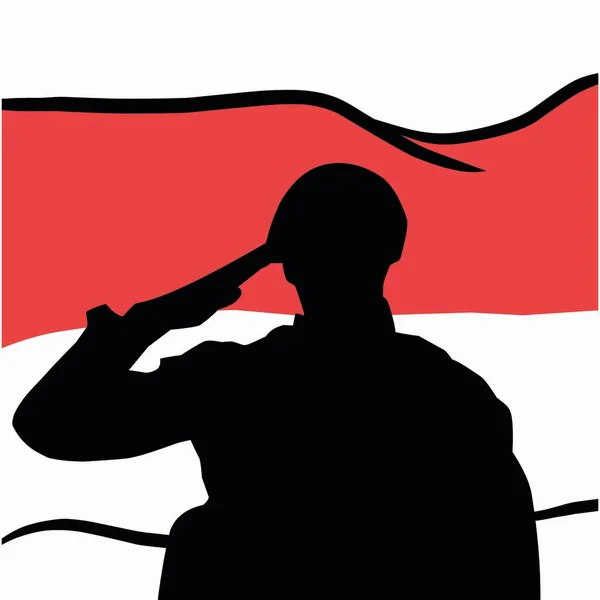 Ινδονησιακή Στρατιωτική Σιλουέτα Ημέρα Ανεξαρτησίας Ινδονησίας — Διανυσματικό Αρχείο