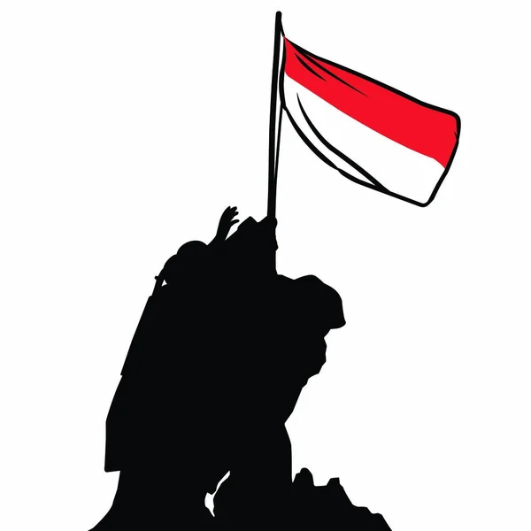 印度尼西亚士兵的轮廓 印度尼西亚独立日 — 图库矢量图片