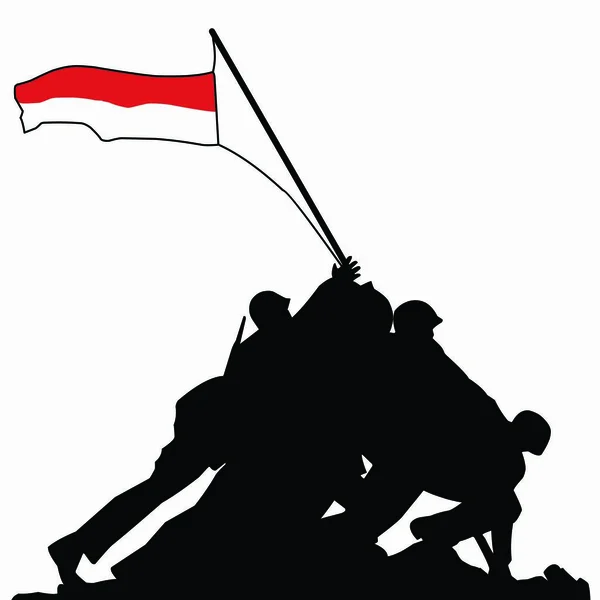 Silueta Soldado Indonesio Día Independencia Indonesia — Archivo Imágenes Vectoriales