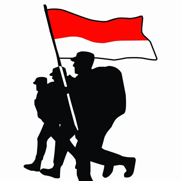 印度尼西亚士兵的轮廓 印度尼西亚独立日 — 图库矢量图片