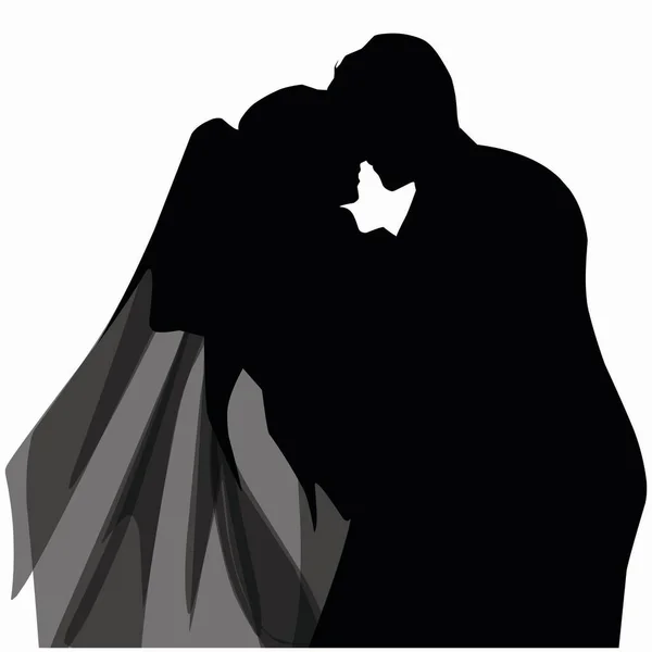 Silhouette Couple Romantique Silhouette Couple Mariage — Image vectorielle