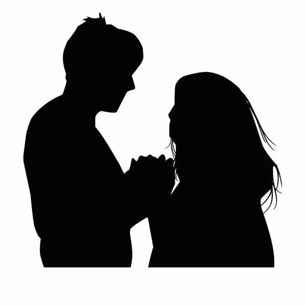 Silhouette Couple Romantique Silhouette Couple Mariage — Image vectorielle