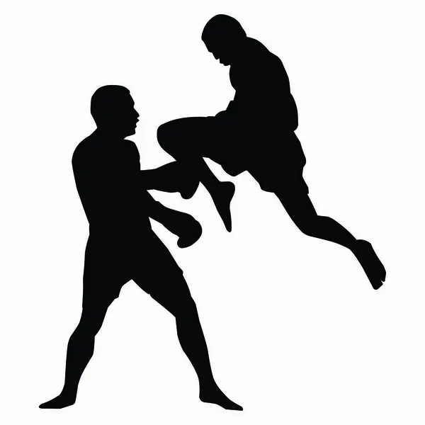 Die Silhouette Einer Kampfsportbewegung Vektorbild — Stockvektor