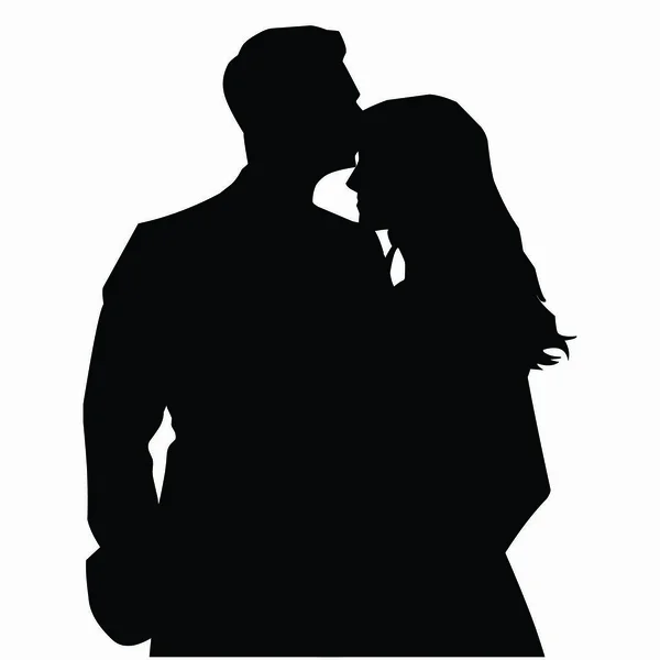Romantik Çift Silueti Düğündeki Çift Silueti — Stok Vektör