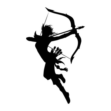 Bir okçunun hareketlerinin silueti ve vücut şekli