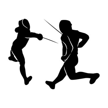 Bir eskrim oyuncusunun hareketinin silueti