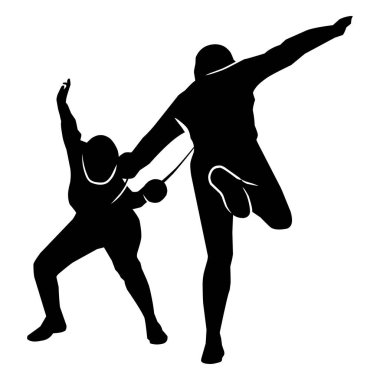 Bir eskrim oyuncusunun hareketinin silueti