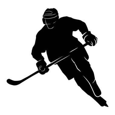 Hokey oyuncusu silueti. Hokey oyuncusunun silueti jestler, pozlar, ifadeler