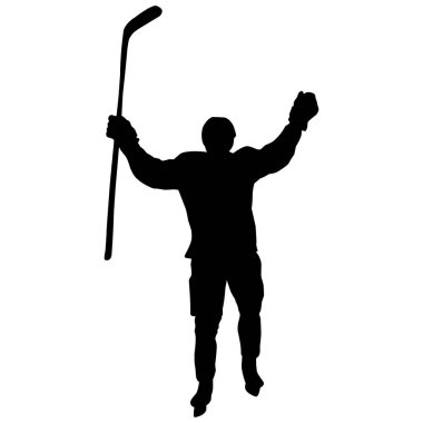 Hokey oyuncusu silueti. Hokey oyuncusunun silueti jestler, pozlar, ifadeler