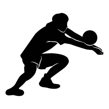 Voleybol oyuncusu silueti. voleybol hareketlerinin birkaç silueti