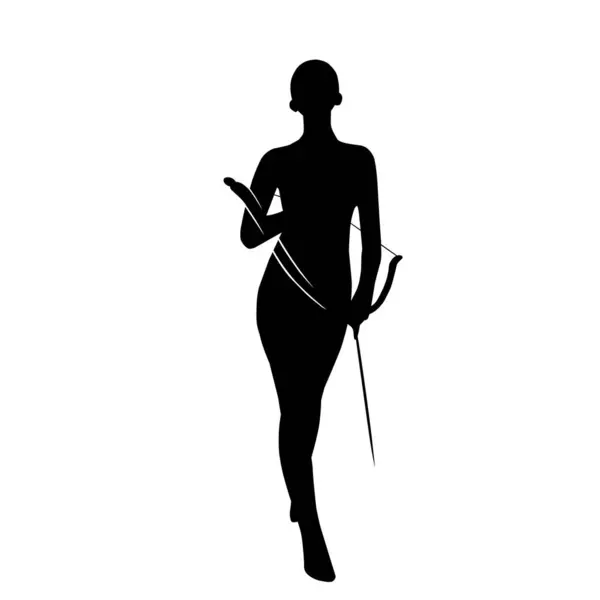 Silhouette Der Bewegungen Und Körperform Eines Bogenschützen — Stockvektor
