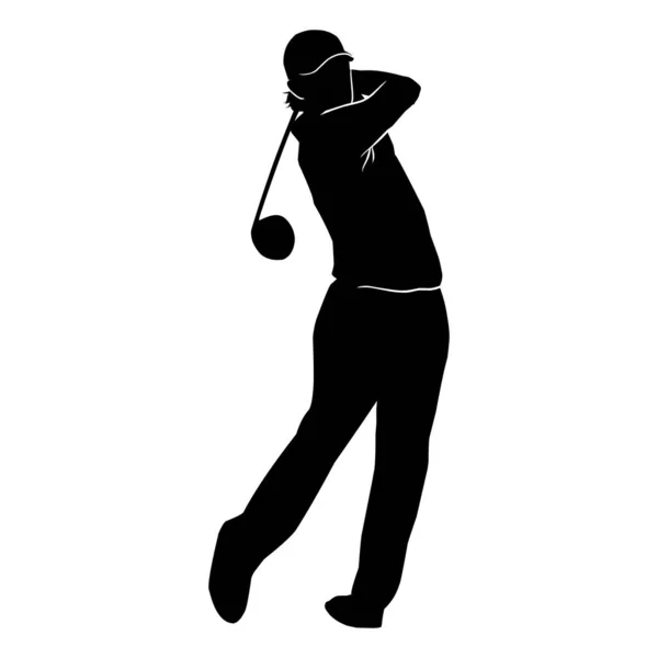 Silhueta Jogador Golfe Silhueta Golfe Movimento Tiro —  Vetores de Stock