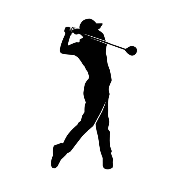 Silhouette Giocatore Golf Silhouette Del Movimento Colpo Golf — Vettoriale Stock