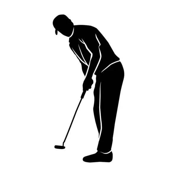 Golfspelarens Siluett Silhuett Golf Skott Rörelse — Stock vektor