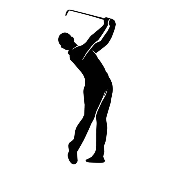 Golf Játékos Sziluett Sziluett Golf Lövés Mozgás — Stock Vector