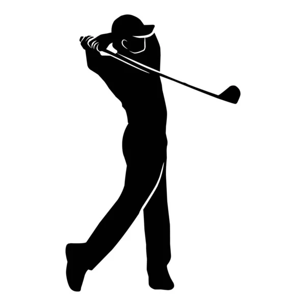 Silhouette Giocatore Golf Silhouette Del Movimento Colpo Golf — Vettoriale Stock