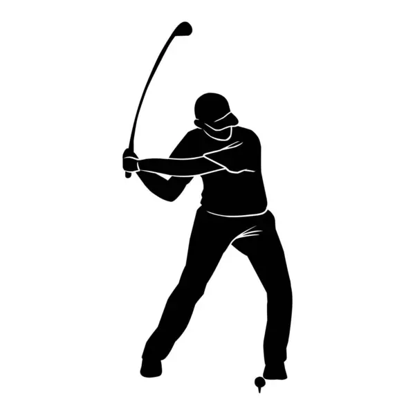 Golf Játékos Sziluett Sziluett Golf Lövés Mozgás — Stock Vector