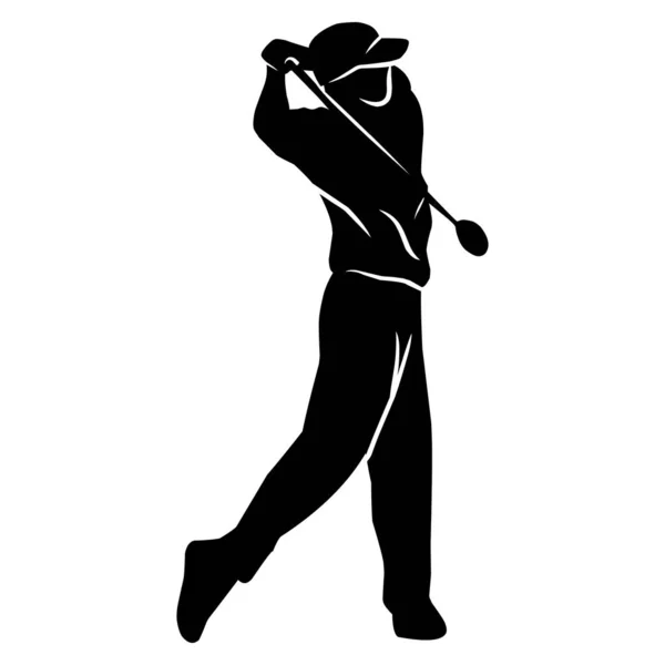 Silueta Jugador Golf Silueta Del Movimiento Tiro Golf — Vector de stock