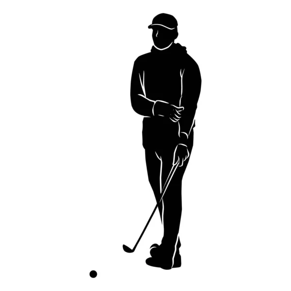 高尔夫球手的轮廓 高尔夫球运动的轮廓 — 图库矢量图片