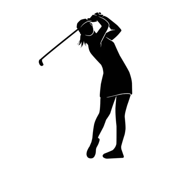 Golfer Silhouette Silhouette Der Golfschussbewegung — Stockvektor
