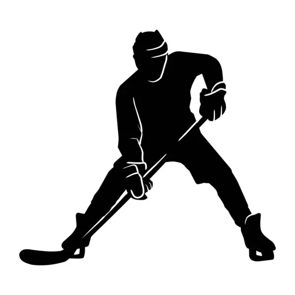 Hockey Player Silhouette Silhouette Hockey Player Gestures Poses Expressions — Stock Vector