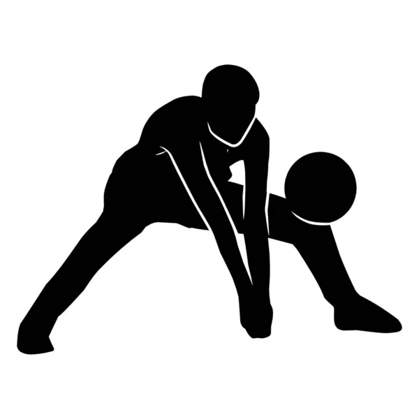 Voleybol Oyuncusu Silueti Voleybol Hareketlerinin Birkaç Silueti — Stok Vektör