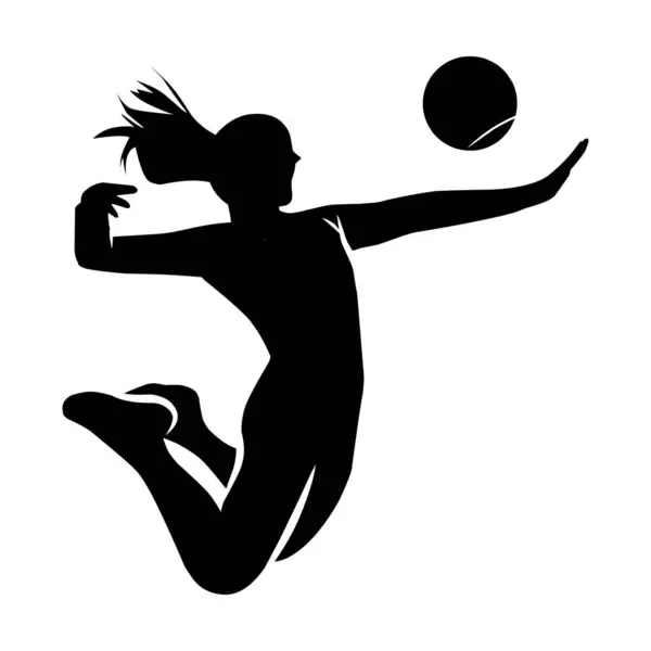 Silueta Jugador Voleibol Varias Siluetas Los Movimientos Voleibol — Vector de stock