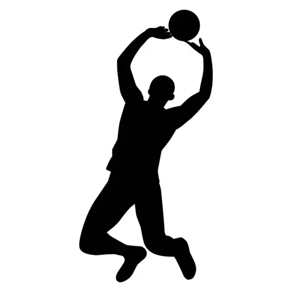 Silueta Jugador Voleibol Varias Siluetas Los Movimientos Voleibol — Archivo Imágenes Vectoriales