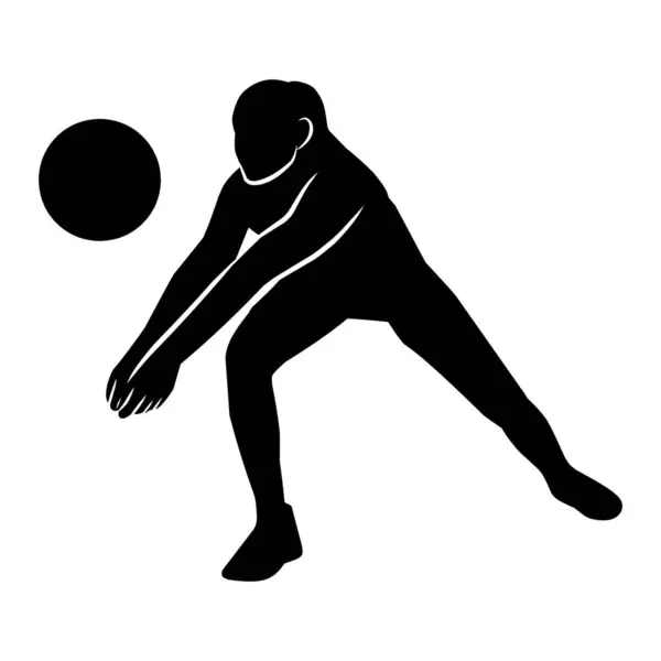 Silhueta Jogador Voleibol Várias Silhuetas Movimentos Voleibol — Vetor de Stock