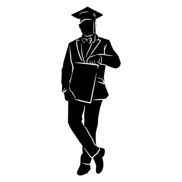 Hand Drawn Silhouette Graduate Graphic Assets Form Shadows Graduates Can — Stock Vector