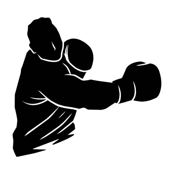 Silueta Boxera Ruční Kresba Grafický Majetek Formě Stínů Boxerských Hráčů — Stockový vektor