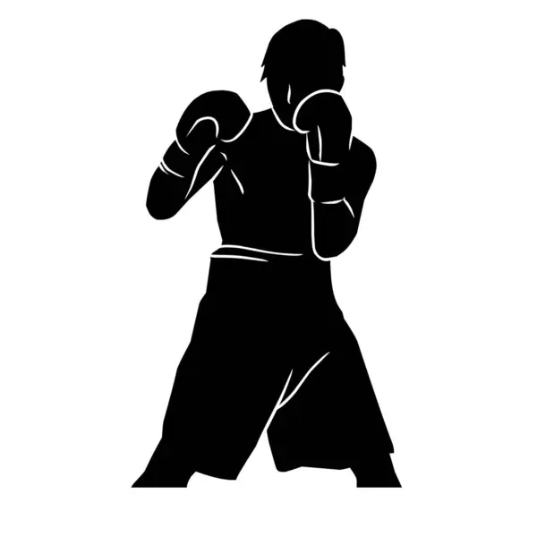 Silueta Boxera Ruční Kresba Grafický Majetek Formě Stínů Boxerských Hráčů — Stockový vektor