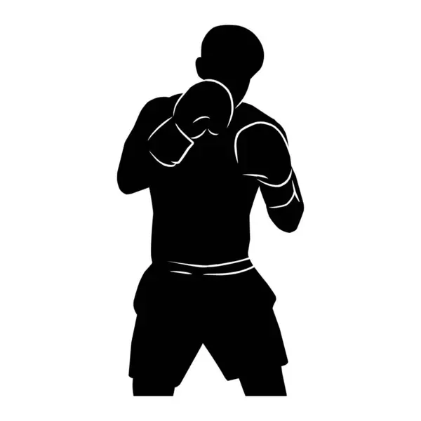 Desenho Mão Silhueta Boxer Ativos Gráficos Forma Sombras Jogadores Boxe —  Vetores de Stock