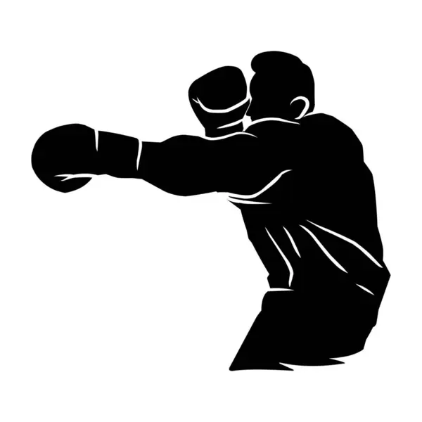 Desenho Mão Silhueta Boxer Ativos Gráficos Forma Sombras Jogadores Boxe —  Vetores de Stock