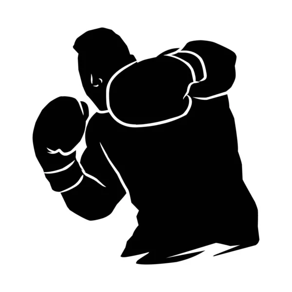 Боксерский Силуэт Ручной Работы Графические Активы Виде Теней Игроков Бокс — стоковый вектор