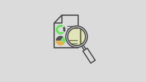 Animated Magnifying Glass Moving Inspecting Documents — Stock Video