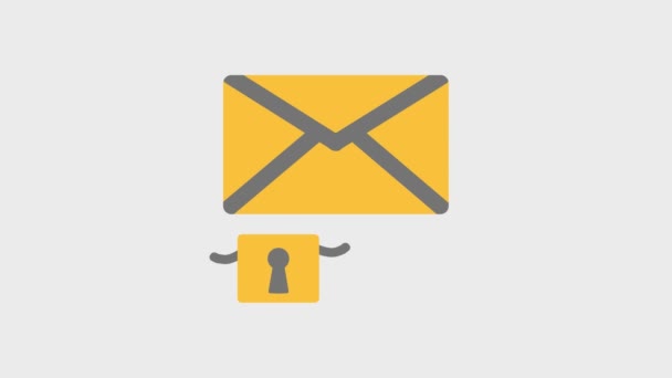 Animação Símbolos Segurança Mensagem Envelope Bloqueado — Vídeo de Stock