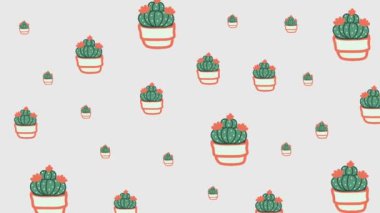 Tematik bir arka plan için animasyon kaktüs deseni. neşeli renkler