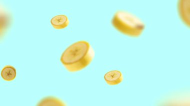 Reklam videosu için muz dilimi görüntüsü. yakınlaştırma animasyonu. Reklam videosu için. Meyve Görüntüsü