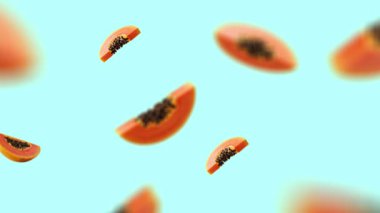 Reklam videosu için Papaya dilimleri. yakınlaştırma animasyonu. Reklam videosu için. Meyve Görüntüsü