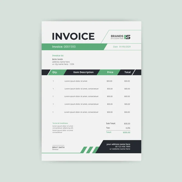 Professional Creative Simple Business Corporate Modern Invoice Template Design — Stock Vector
