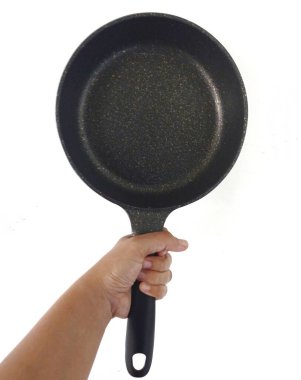 frying pan on the background of a kitchen utensils