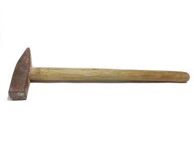 wooden hammer on a white isolated background