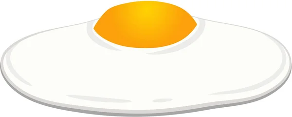 Graphic Illustrated Fried Egg One Breakfast Clipart Cooked Color Side — Stock Vector