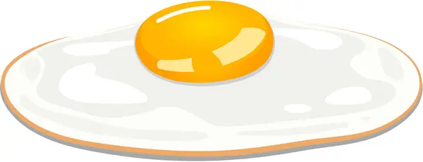 Grafico Illustrato Uovo Fritto Una Colazione Clipart Carino Lato Vista — Vettoriale Stock